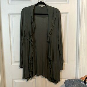 Women's Olive Green Ruffled Sweater